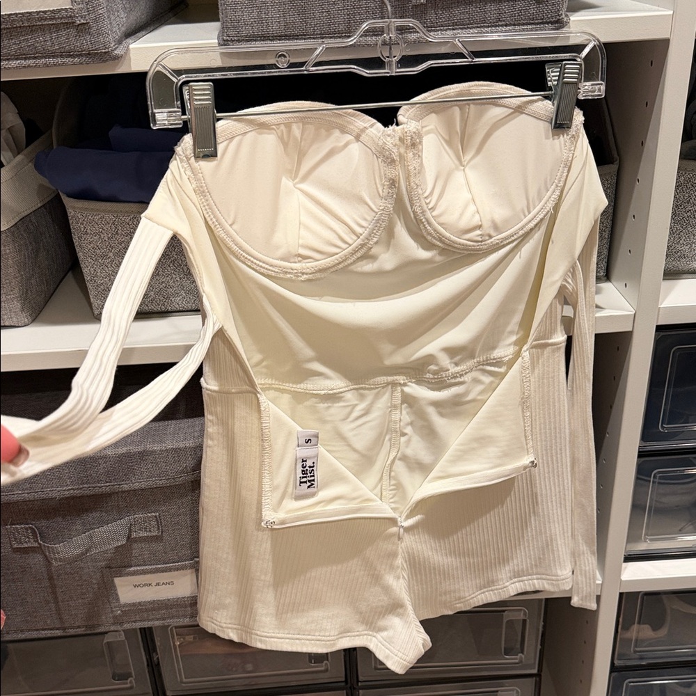 Tiger Mist Cream Ribbed Bandeau - Picture 3 of 5